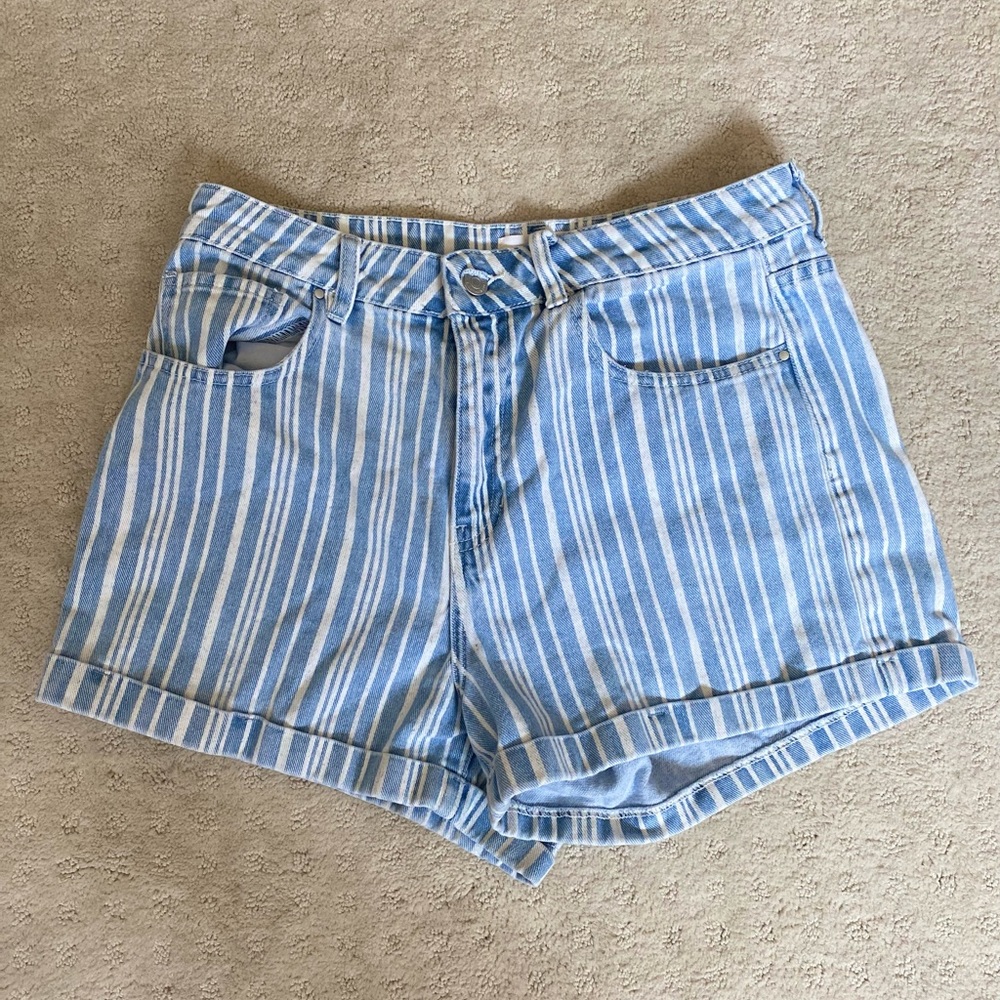 PacSun Yacht Striped Denim Mom Shorts